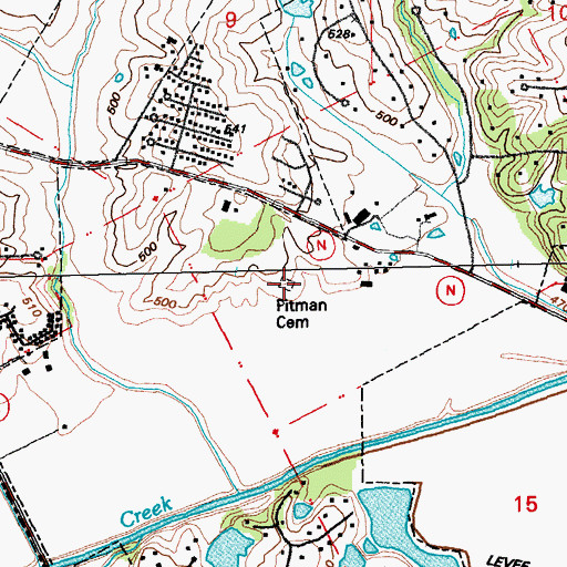 Topographic Map of Pitman Cemetery, MO