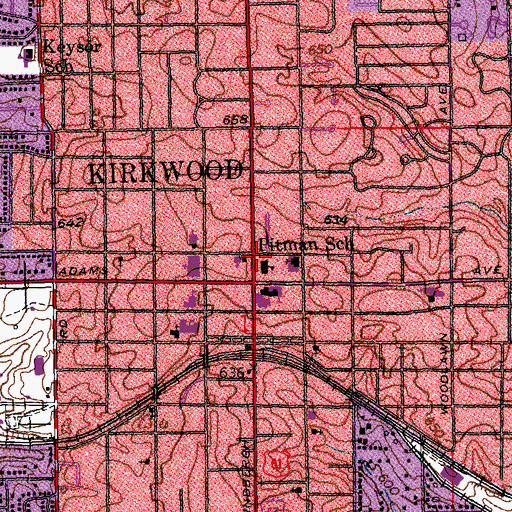 Topographic Map of Pitman School, MO