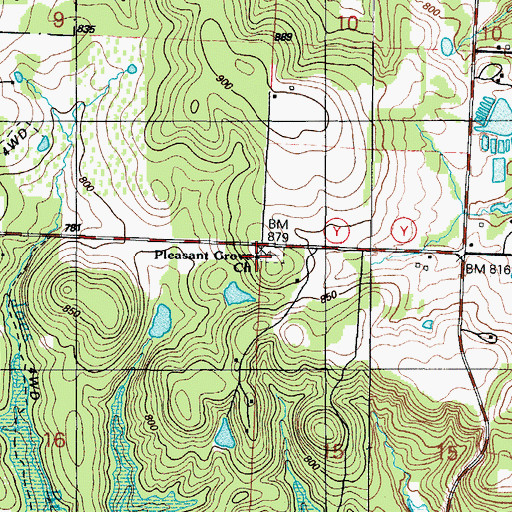 Topographic Map of Pleasant Grove Church, MO