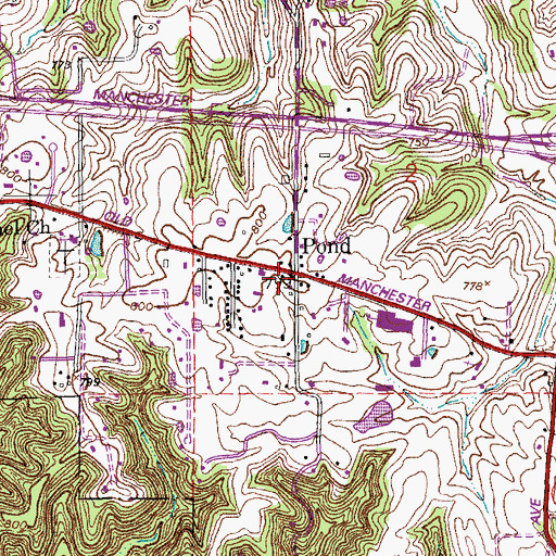 Topographic Map of Pond, MO