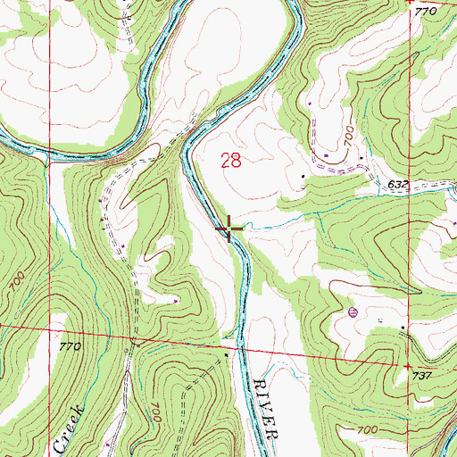 Topographic Map of Primrose Creek, MO