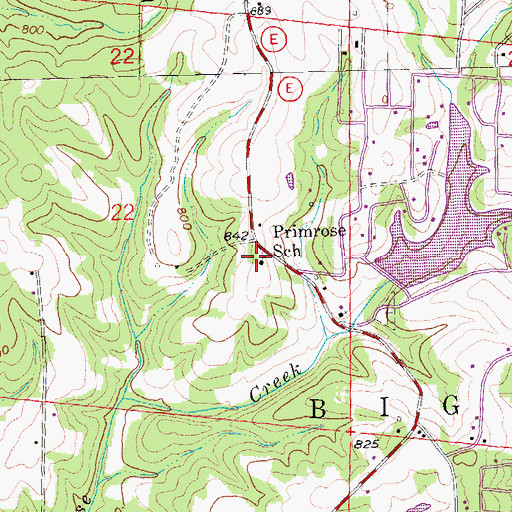 Topographic Map of Primrose School, MO