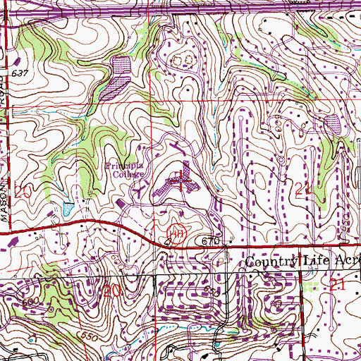 Topographic Map of Principia College, MO
