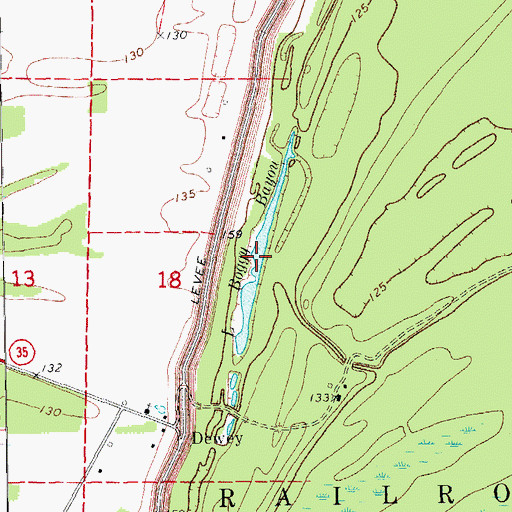 Topographic Map of Lake Boggy Bayou, AR