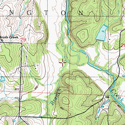 Topographic Map of Purcett Branch, MO