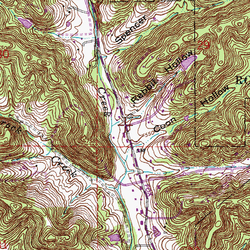 Topographic Map of Rabbit Hollow, MO