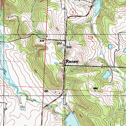 Topographic Map of Raney, MO