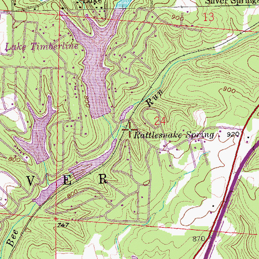 Topographic Map of Rattlesnake Spring, MO