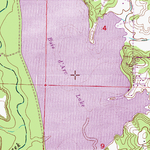 Topographic Map of Bois d'Arc Lake, AR