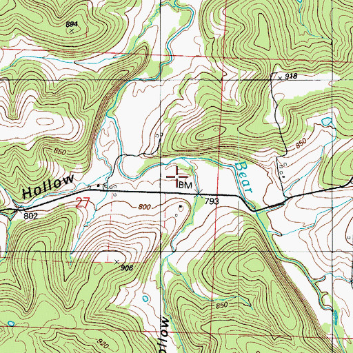 Topographic Map of Reynolds Hollow, MO