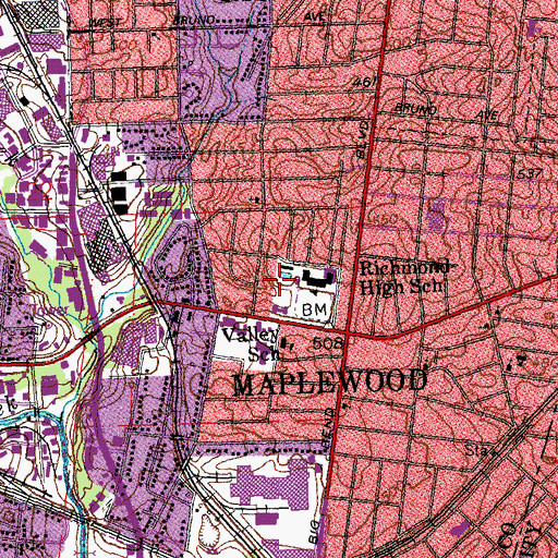 Topographic Map of Richmond High School, MO