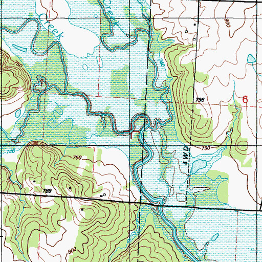 Topographic Map of Ricky Creek, MO