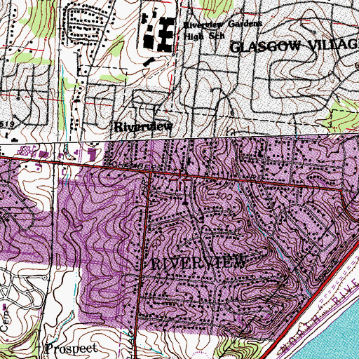 Topographic Map of Riverview, MO