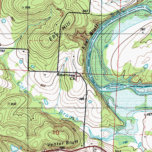 Topographic Map of Riverview Bible School (historical), MO