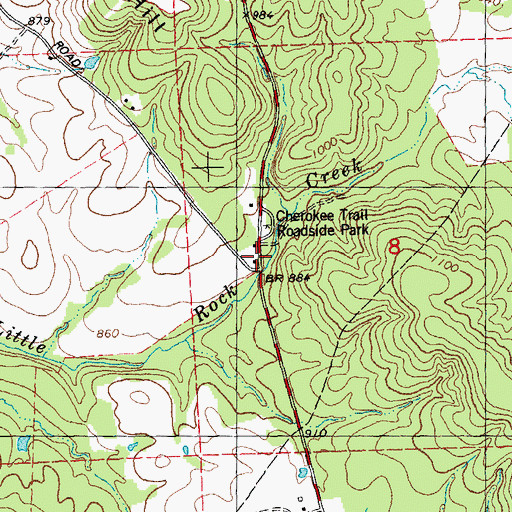 Topographic Map of Rock Creek School, MO