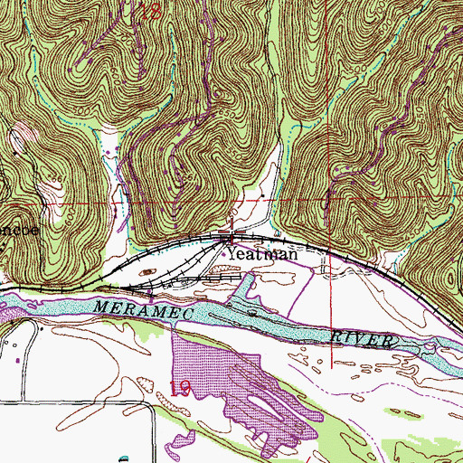 Topographic Map of Rock Hollow, MO