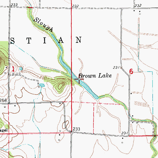Topographic Map of Brown Lake, AR
