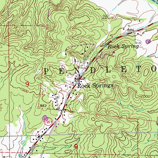 Topographic Map of Rock Springs, MO