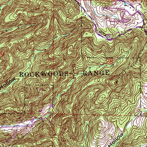 Topographic Map of Rockwoods Range, MO