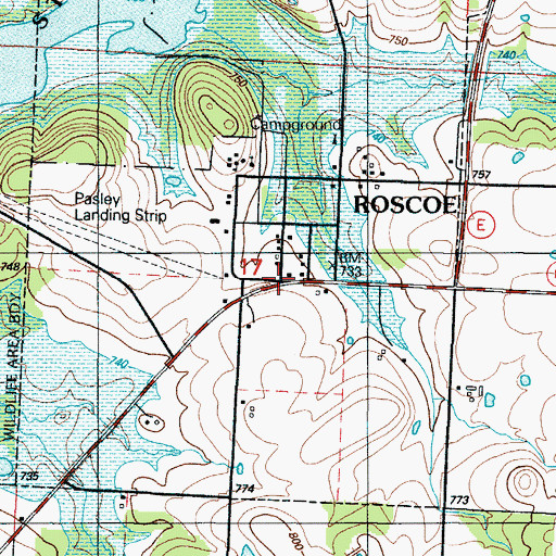 Topographic Map of Roscoe, MO