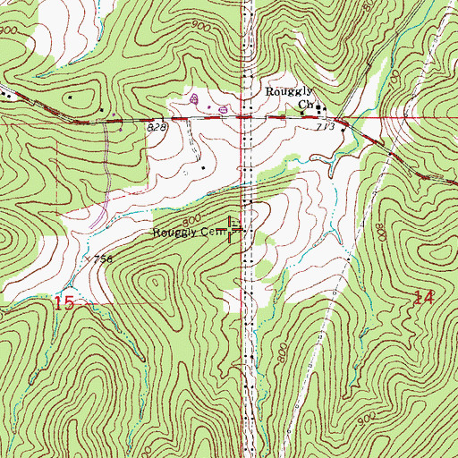 Topographic Map of Rouggly Cemetery, MO