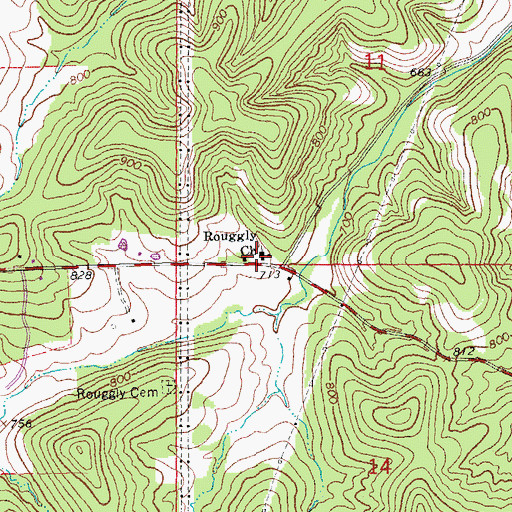 Topographic Map of Rouggly Church, MO