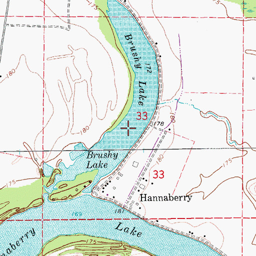 Topographic Map of Brushy Lake, AR