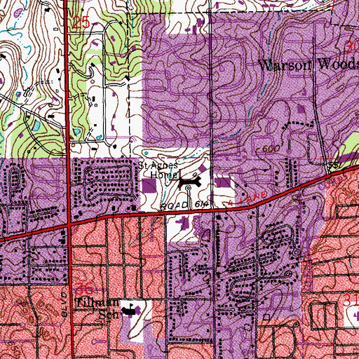 Topographic Map of Saint Agnes Home, MO
