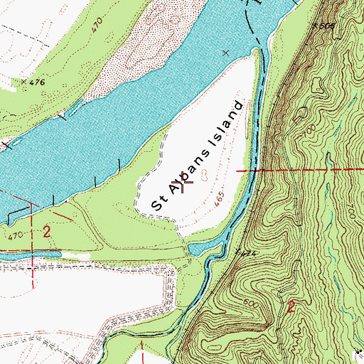 Topographic Map of Saint Albans Island, MO