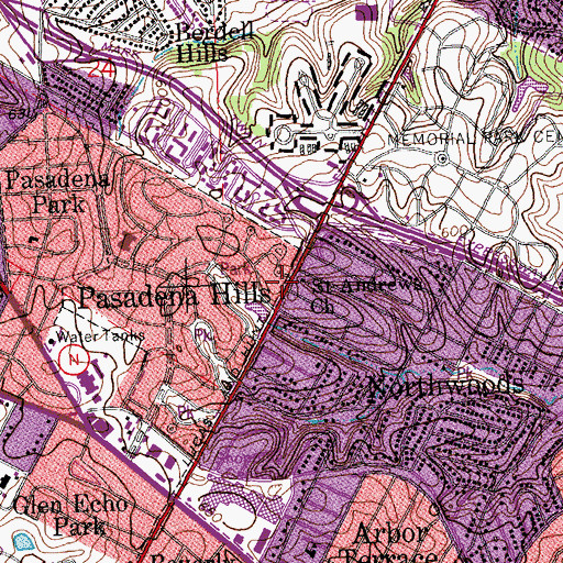 Topographic Map of Saint Andrews Church, MO