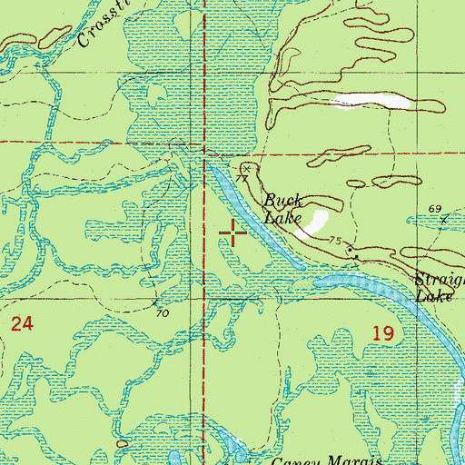 Topographic Map of Buck Lake, AR