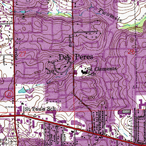 Topographic Map of Saint Clements School, MO