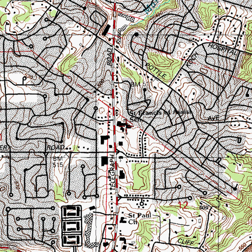 Topographic Map of Saint Francis of Assisi School, MO