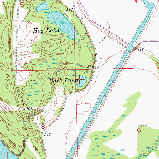 Topographic Map of Buck Pond, AR