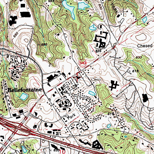 Topographic Map of Saint Johns Church, MO