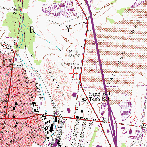 Topographic Map of Saint Joseph Cemetery, MO