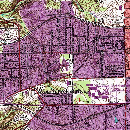 Topographic Map of SSM Saint Joseph Hospital of Kirkwood, MO