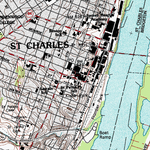 Topographic Map of SSM Saint Joseph Health Center, MO