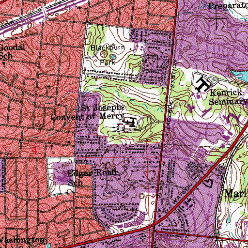 Topographic Map of Saint Josephs Convent of Mercy, MO