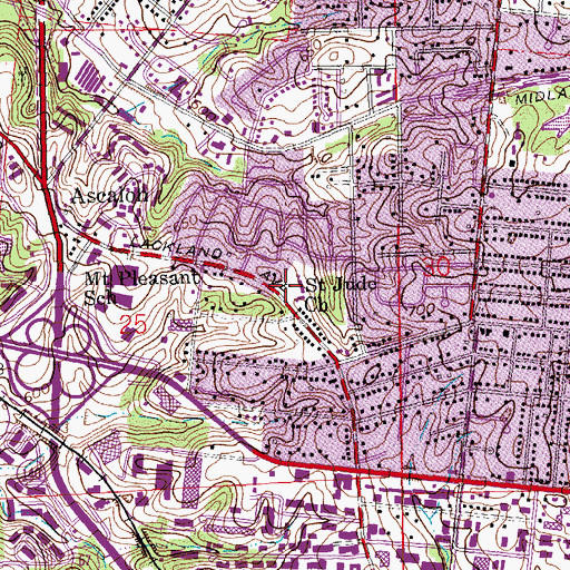 Topographic Map of Saint Jude Church, MO