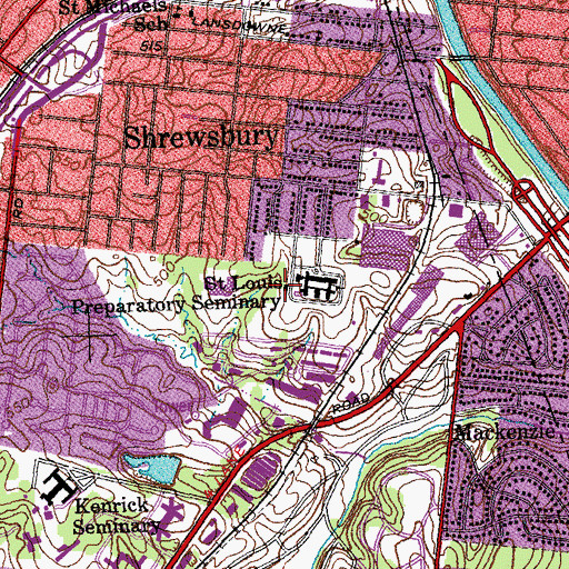 Topographic Map of Saint Louis Preparatory Seminary, MO