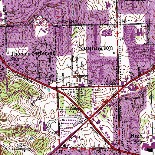 Topographic Map of Saint Lucas Cemetery, MO