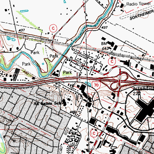 Topographic Map of Saint Peters, MO