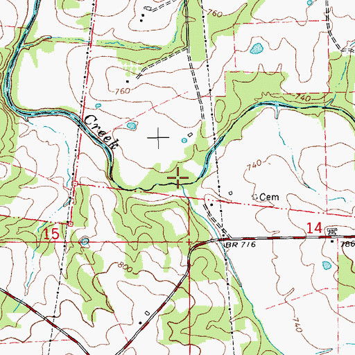 Topographic Map of Salem Creek, MO