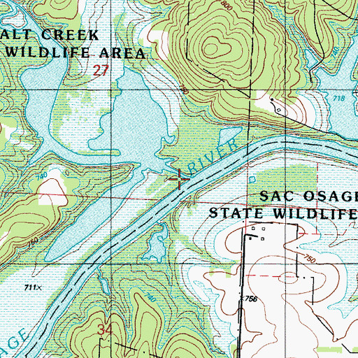 Topographic Map of Salt Creek, MO