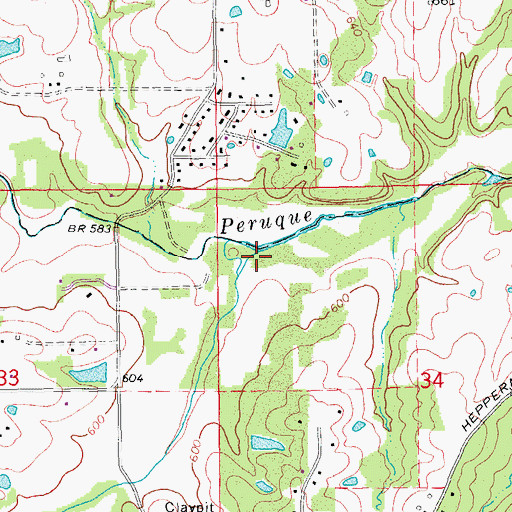 Topographic Map of Sams Creek, MO