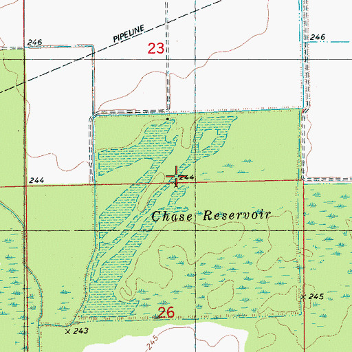 Topographic Map of Chase Reservoir, AR
