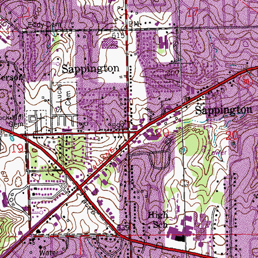 Topographic Map of Sappington, MO