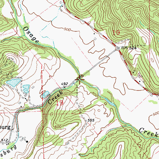 Topographic Map of Schluersburg Creek, MO