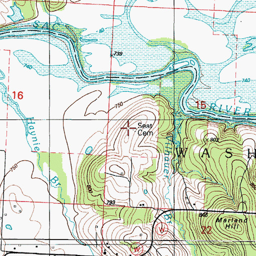 Topographic Map of Seat Cemetery, MO